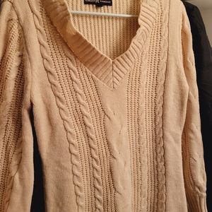 Almost Famous Beige-Tan Ripped  Sweater Dress Size Medium Women